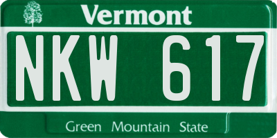 VT license plate NKW617
