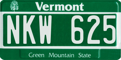 VT license plate NKW625