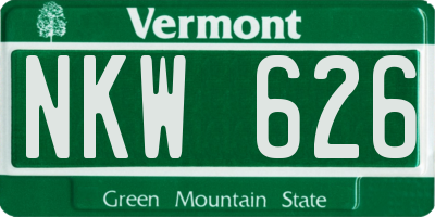 VT license plate NKW626