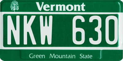 VT license plate NKW630