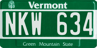 VT license plate NKW634