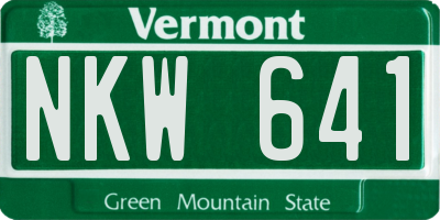 VT license plate NKW641