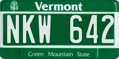 VT license plate NKW642