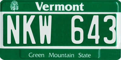 VT license plate NKW643
