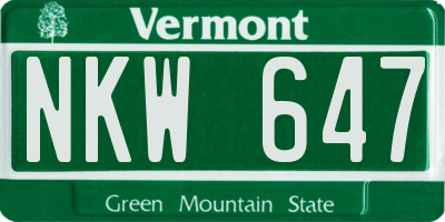 VT license plate NKW647