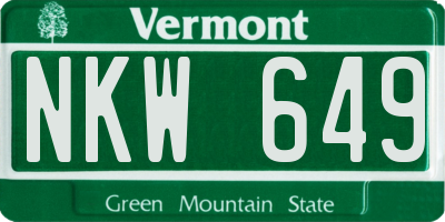 VT license plate NKW649