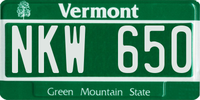 VT license plate NKW650