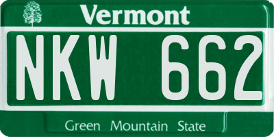 VT license plate NKW662
