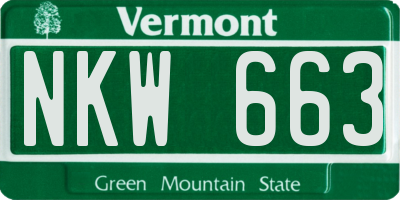 VT license plate NKW663