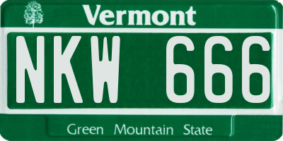 VT license plate NKW666