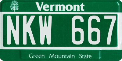 VT license plate NKW667