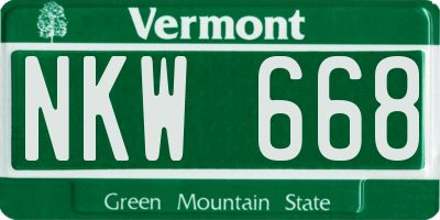 VT license plate NKW668