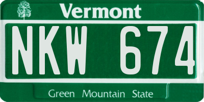VT license plate NKW674