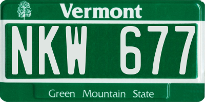 VT license plate NKW677
