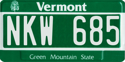 VT license plate NKW685