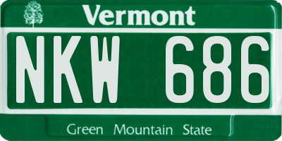 VT license plate NKW686