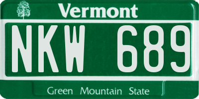 VT license plate NKW689