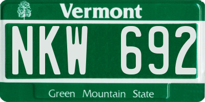 VT license plate NKW692