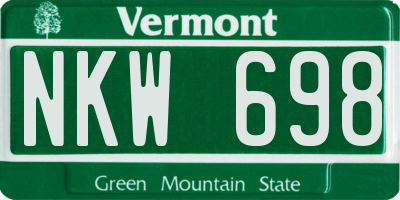 VT license plate NKW698
