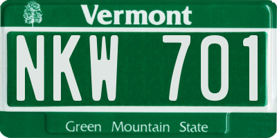 VT license plate NKW701