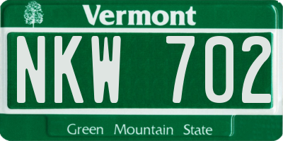 VT license plate NKW702