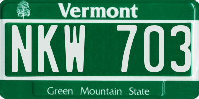 VT license plate NKW703