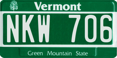 VT license plate NKW706