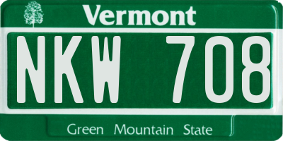 VT license plate NKW708