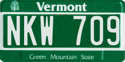 VT license plate NKW709
