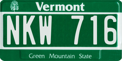 VT license plate NKW716
