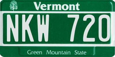 VT license plate NKW720