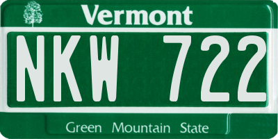 VT license plate NKW722