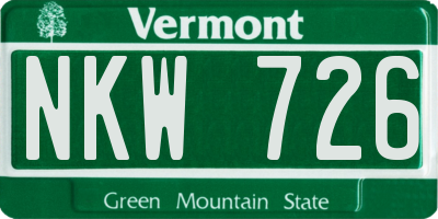 VT license plate NKW726