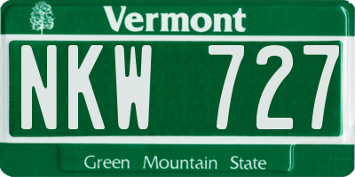 VT license plate NKW727
