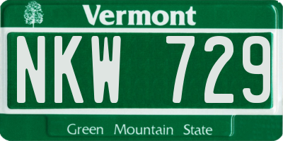 VT license plate NKW729