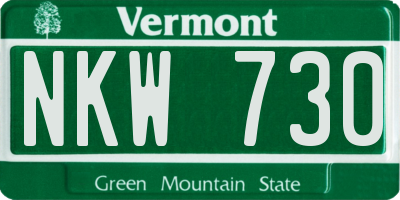 VT license plate NKW730