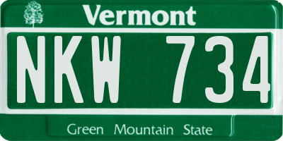 VT license plate NKW734
