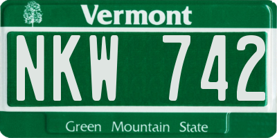 VT license plate NKW742