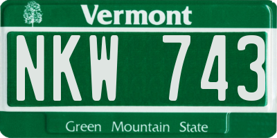 VT license plate NKW743