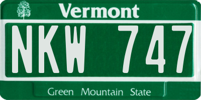 VT license plate NKW747