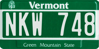VT license plate NKW748