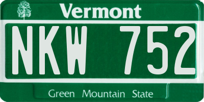 VT license plate NKW752