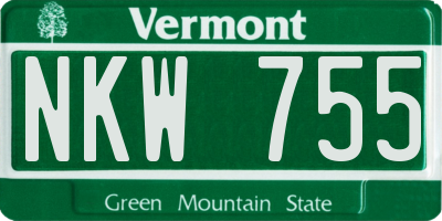 VT license plate NKW755