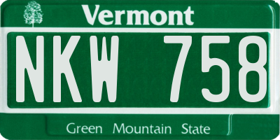 VT license plate NKW758