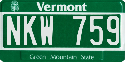 VT license plate NKW759