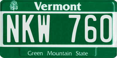VT license plate NKW760