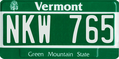VT license plate NKW765