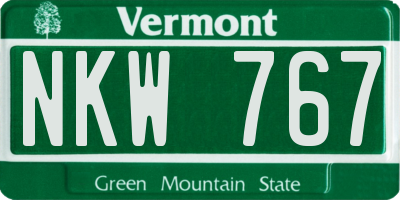 VT license plate NKW767