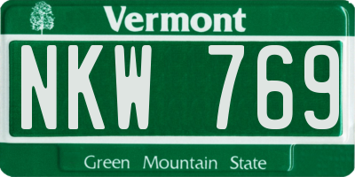 VT license plate NKW769