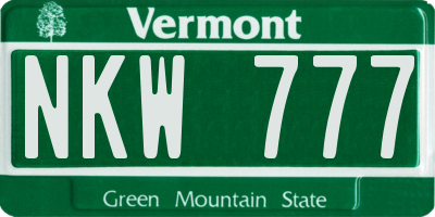 VT license plate NKW777